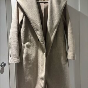 Zara Tan Pea Coat with Shawl Collar and Tailored Design